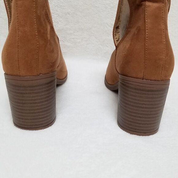 JOLIMALL Chesnut Brown Cut Out Heeled Booties 10 - Picture 7 of 13